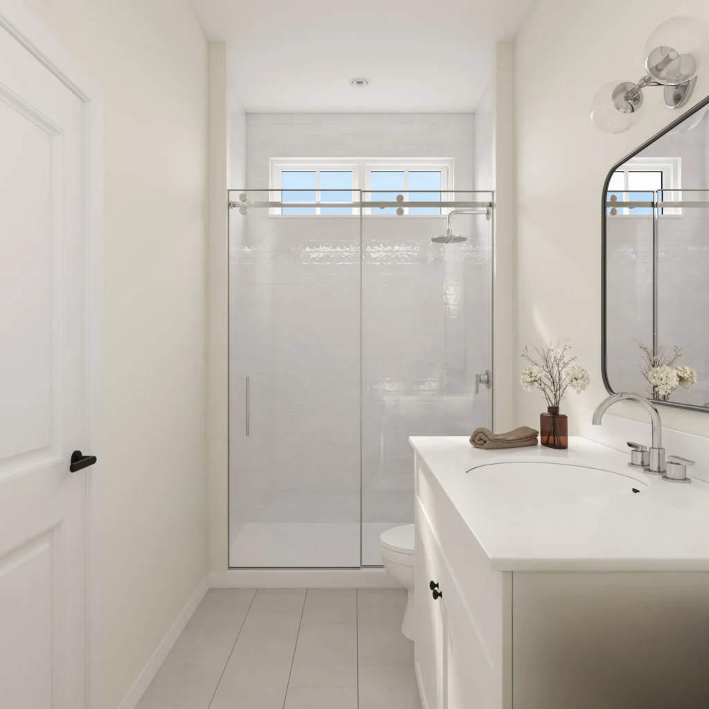 Bathroom with a walk-in shower — Pico Place