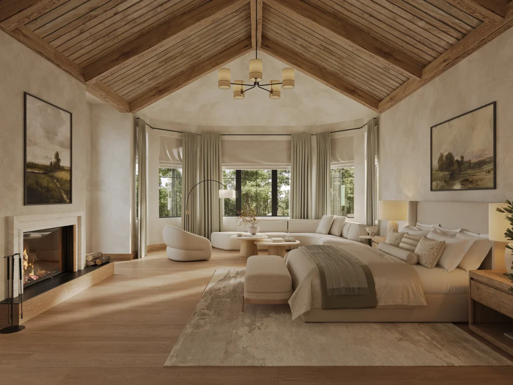 Bedroom with a timber ceiling — Robin Hill Estate