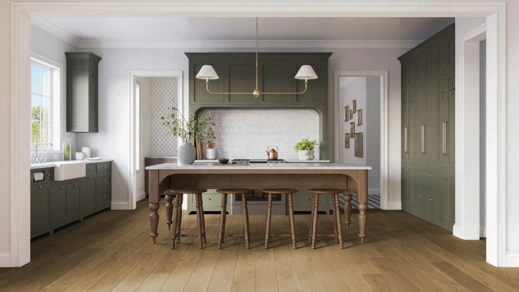 Kitchen with a central island — Stone Hollow